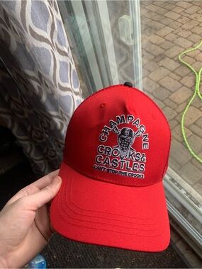 Champagne Crooks & Castles Red Baseball Cap